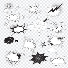 Blank text comic black speech bubbles in pop art style