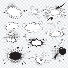 Blank text comic black speech bubbles in pop art style N3