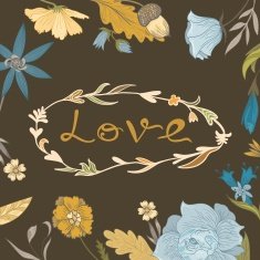 Autumn Floral Frame with Love Lettering N2