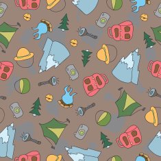 Vector seamless pattern of Camping Elements N2