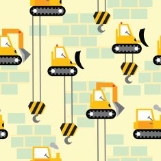 Work area construction vehicles seamless pattern