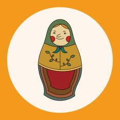 Matryoshka Russian traditional wooden doll vector pattern ele