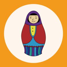 Matryoshka Russian traditional wooden doll vector pattern ele N4