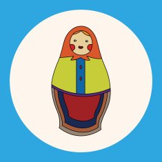 Matryoshka Russian traditional wooden doll vector pattern ele N5