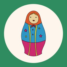 Matryoshka Russian traditional wooden doll vector pattern ele N6