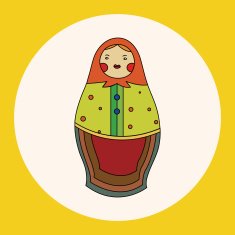 Matryoshka Russian traditional wooden doll vector pattern ele N7