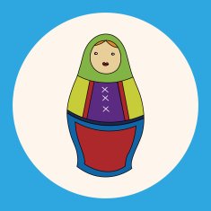 Matryoshka Russian traditional wooden doll vector pattern ele N10
