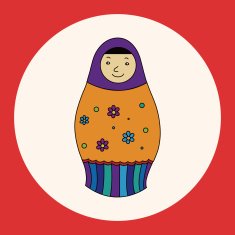 Matryoshka Russian traditional wooden doll vector pattern ele N11