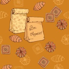 pattern of croissant cookies and vairous bakery 2