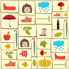 Vector pattern of autumn themed objects N2