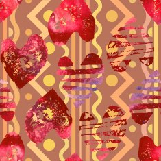 Seamless pattern with grunge hearts N2