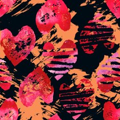 Seamless pattern with grunge hearts N6