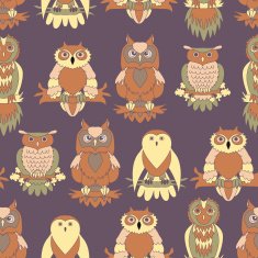 Cute owl seamless pattern N10