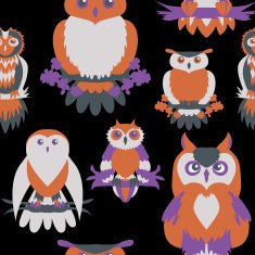Cute owl seamless pattern N12