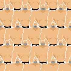 Bodybuilders seamless pattern Many of male fitness models Huge