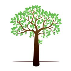 Color Tree and Green Leafs Vector Illustration
