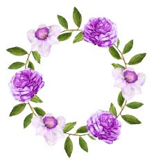 Beautiful violet flower watercolor wreath