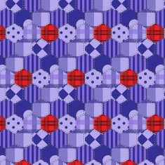 Seamless pattern patchwork purple fabrics hexagon N2