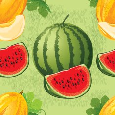 seamless pattern of ripe melon and watermelon