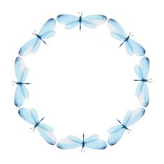 The pattern of butterflies Round frame Watercolor illustration in vector (14)