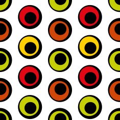 Seamless vector pattern of colored circles in retro style