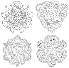 Set of four black and white mandalas N3