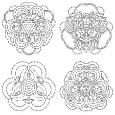 Set of four black and white mandalas N4