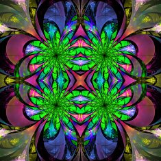 Pattern from fractal Flowers Green blue and purple palette F