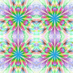 Multicolored symmetrical pattern in stained-glass window style N2