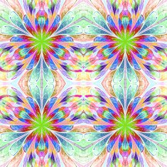 Multicolored symmetrical pattern in stained-glass window style N3