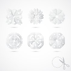Paper snowflakes set for winter background Folding texture