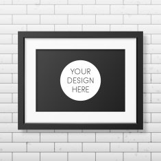Realistic black frame A4 on the brick wall background