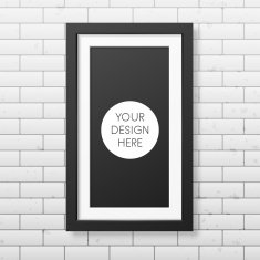 Realistic black frame on the brick wall background N2