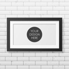 Realistic black frame on the brick wall background N3