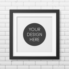 Realistic square black frame on the brick wall background N2
