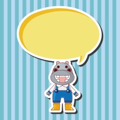 animal hippo winter cartoon theme elements N2