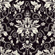 Vintage seamless damask pattern Dark background