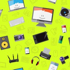 Vector seamless pattern with different gadgets N2