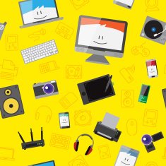 Vector seamless pattern with different gadgets N3