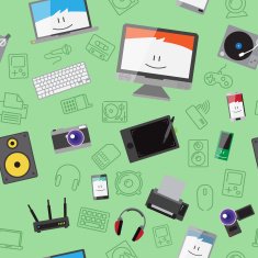 Vector seamless pattern with different gadgets N4