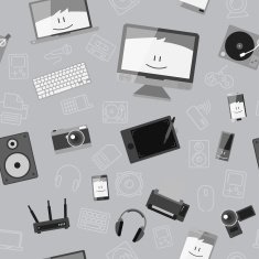 Vector seamless pattern with different gadgets N5