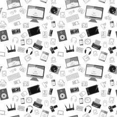 Vector seamless pattern with different gadgets N6