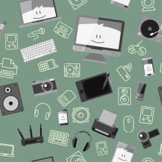 Vector seamless pattern with different gadgets N7