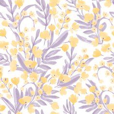 Vintage Watercolor Wallpaper of hand drawn Flowers and Leaf N3
