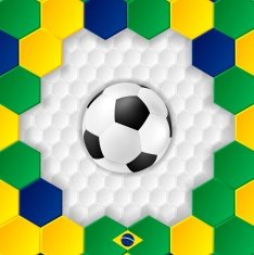 Bright soccer background with ball Brazilian colors