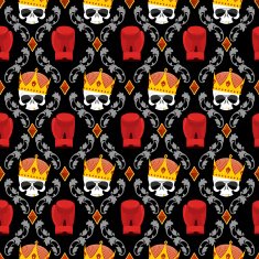 Skull Crown and boxing gloves with Baroque elements seamless pat