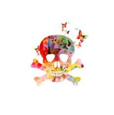 Human scull with butterflies