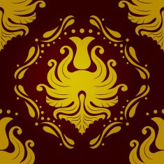 Seamless retro vintage victorial baroque wallpaper in red and golden