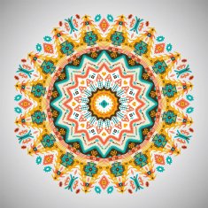Ornamental round geometric pattern in aztec style N8