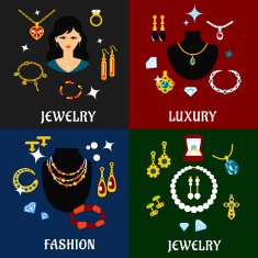 Jewelry and accessories flat icons N2